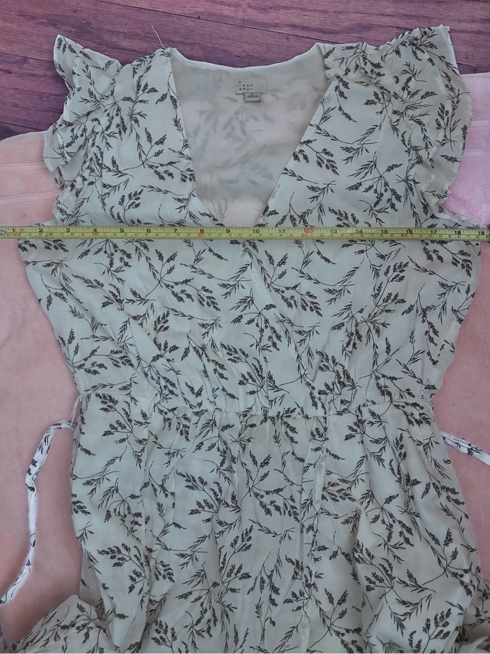 a new day White Midi Dress with Black Floral Motif